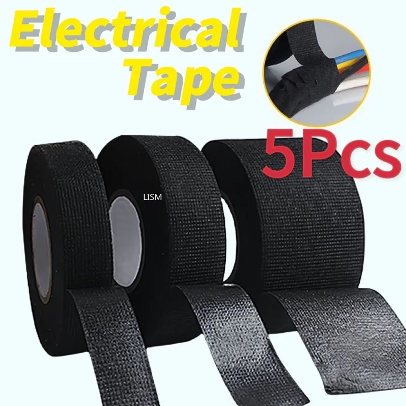 15m 25mm 19mm 15mm 9mm Black Velvet Wiring Bundle Flame Loom Harness Retardant Electrical Tape Adhesive Cloth Fabric Wiring