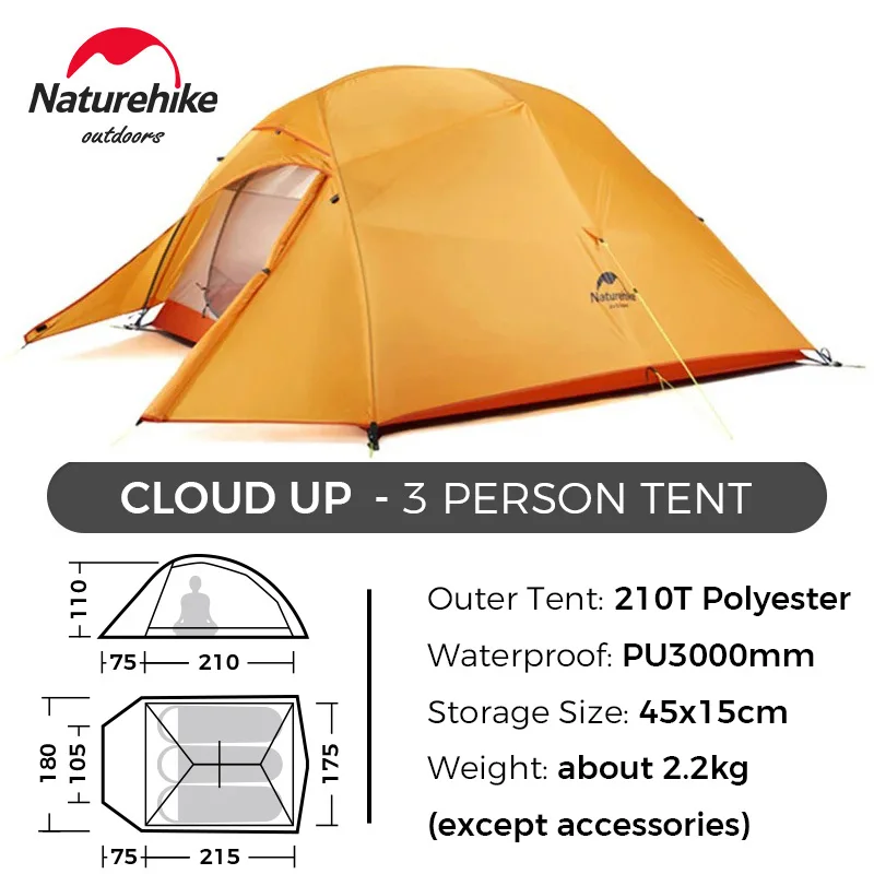 Naturehike クラウドアップ 1 2 3 テント超軽量キャンプテント二重層