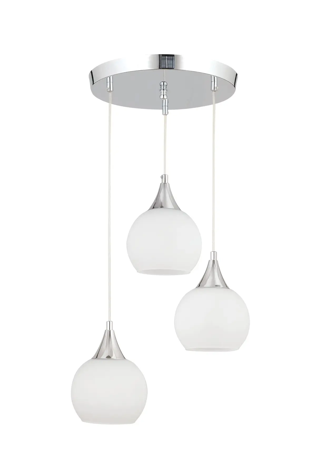 Full chrome white glass Modern pendant chandelier with chrome white glass