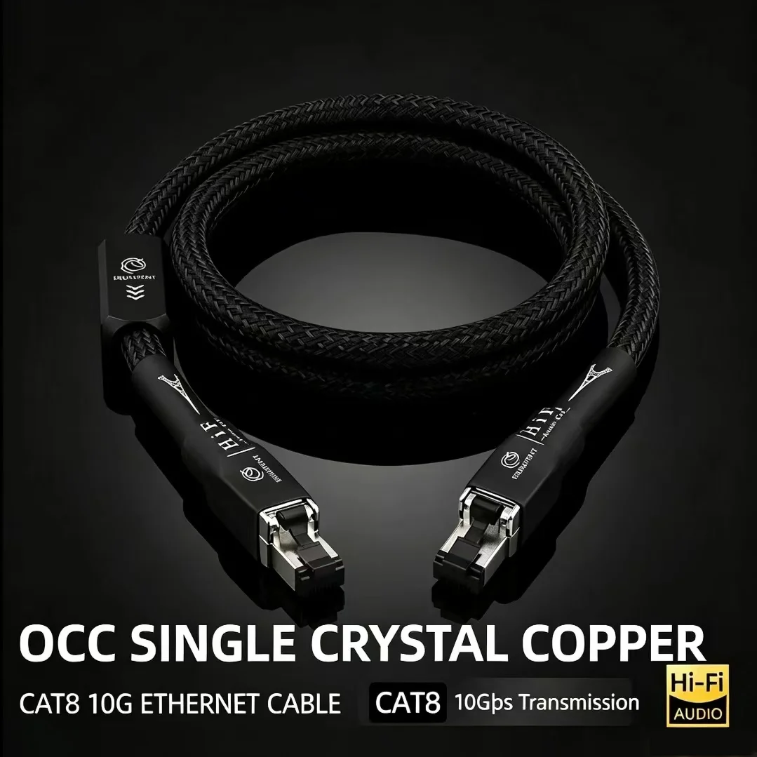 ERUMPENT Hi-end OCC HiFi Cat 8 Ethernet Cable RJ45 Connector High Speed 40Gbps 2000MHz LAN Network Cord for Router Laptop