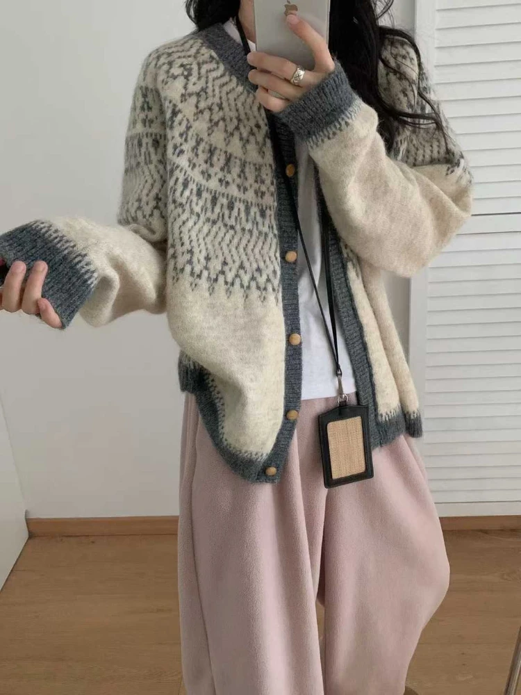 الخريف والشتاء أزياء المرأة الجديدة أنيقة محبوك معطف واحد الصدر الراقية اللون منعت فضفاضة سترة بأكمام طويلة #5