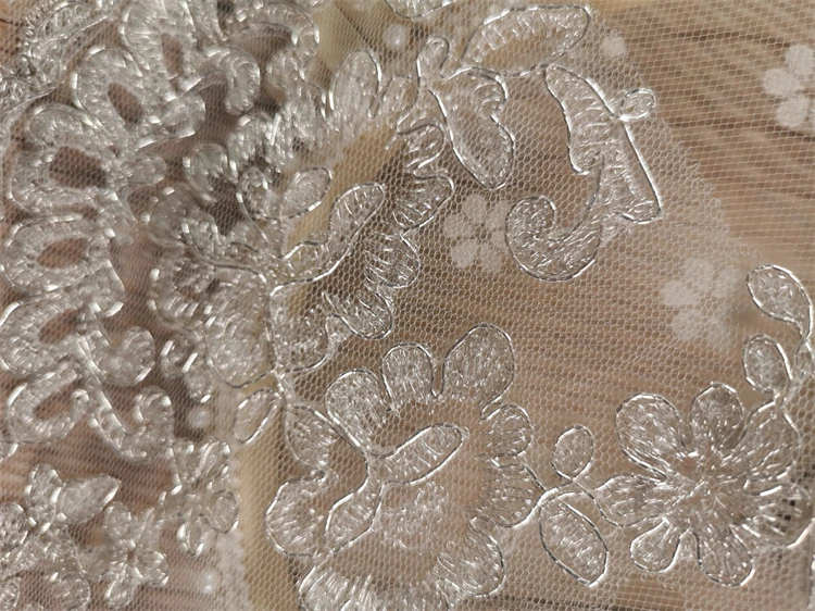 1 Yard 17cm wide Gold Silver Polyester Embroidery Lace Trim for Bridal Wedding Gown Costume Design Lace Ribbon