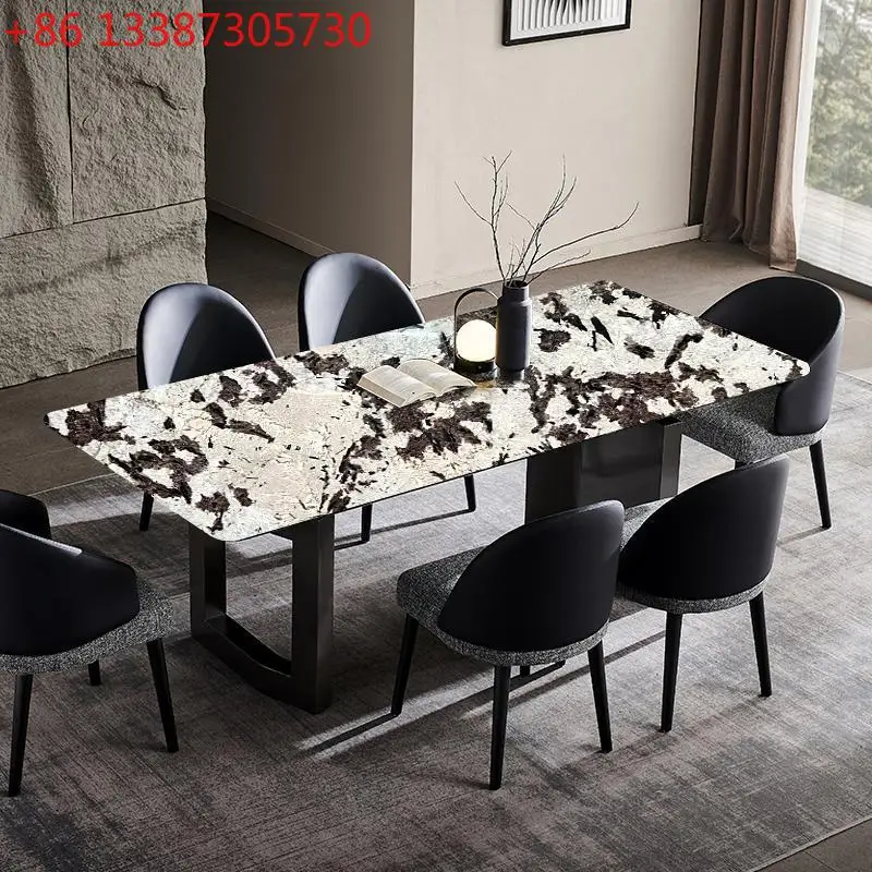 Imported Snow Mountain Flying Fox Luxury Stone Dining Table Platinum Natural Marble Square Table