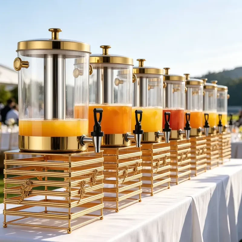 Stainless Steel Plastic Eco-Friendly Food Grade 8L Ice-Cooled Silver-Plated Juice Dispenser Plug Power for Convenient Serving