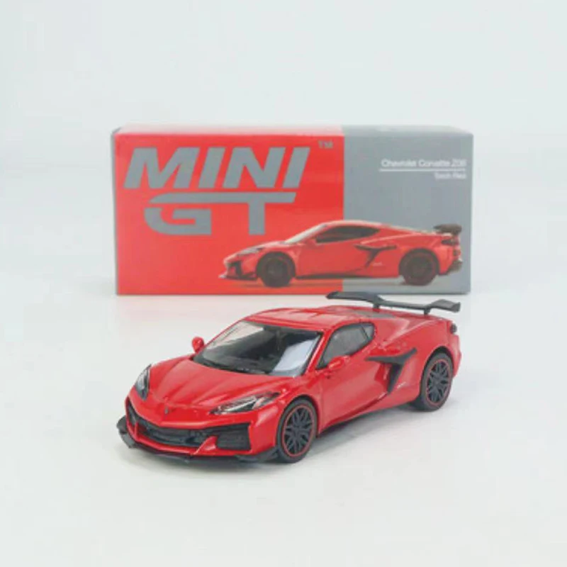 MINI GT 1:64 Model samochodu korweta Z06 2023 odlew stopu-odlewany pojazd do biegania-latarka czerwona