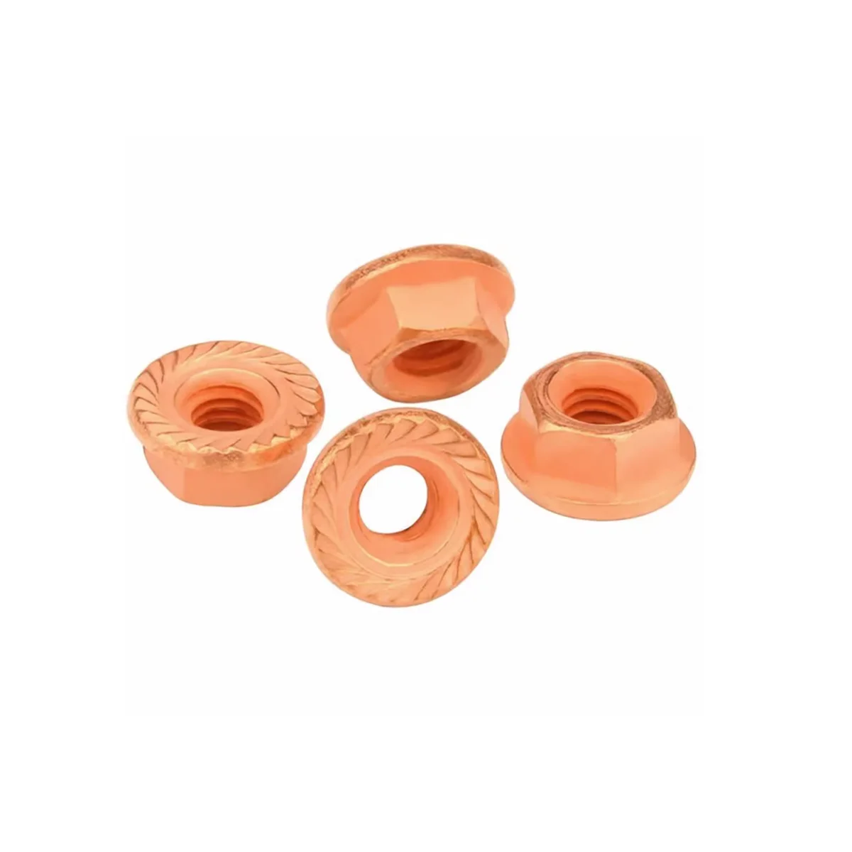 Electroplated Red Copper Flange Nut M4 Carbon Steel Serrated Anti Slip Hex Lock Nut Screw Cap with Washer Hardware Fastener