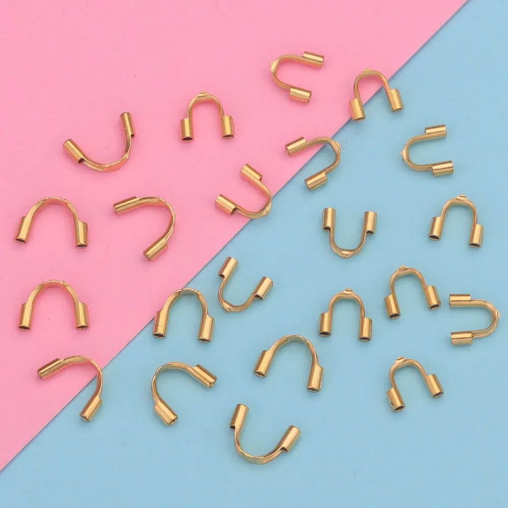 50pcs U Shape Clasps Wire Protectors Wire Guard Guardian Protectors loops Connector For Jewelry Making Wire Protectors DIY
