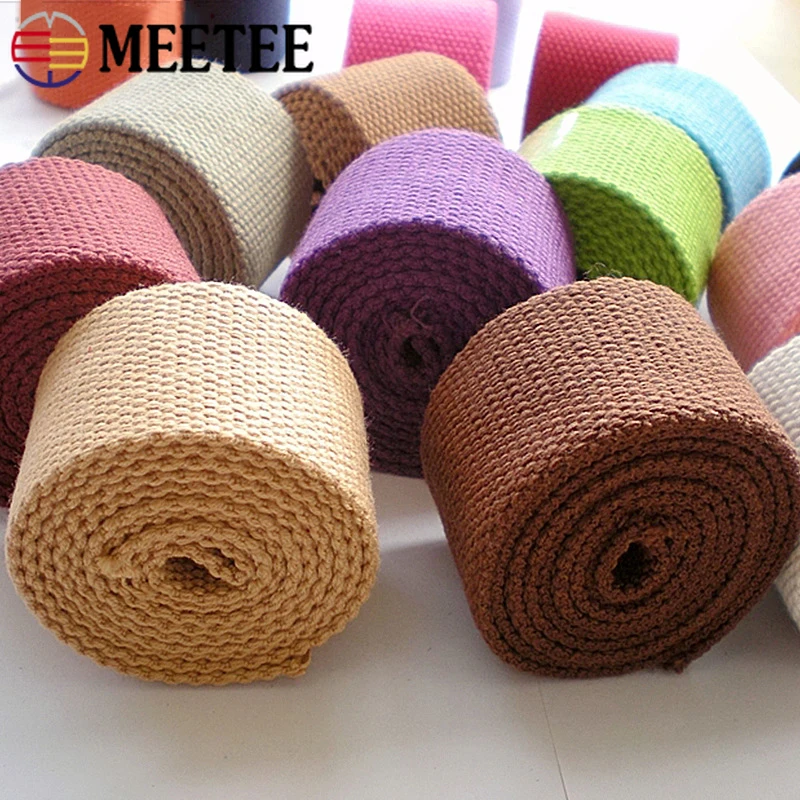 8Meters Meetee 38mm Canvas Webbings Ribbon 2mm Thick Polyester Cotton Webbing Strap Belt DIY Bag Garment Sewing Accessories