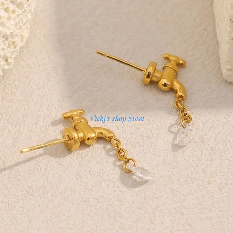 Ear Studs Faucet Statement Earrings Ears Jewelry Woman Studs Earring Stainless Steel Texture for Various Occasion