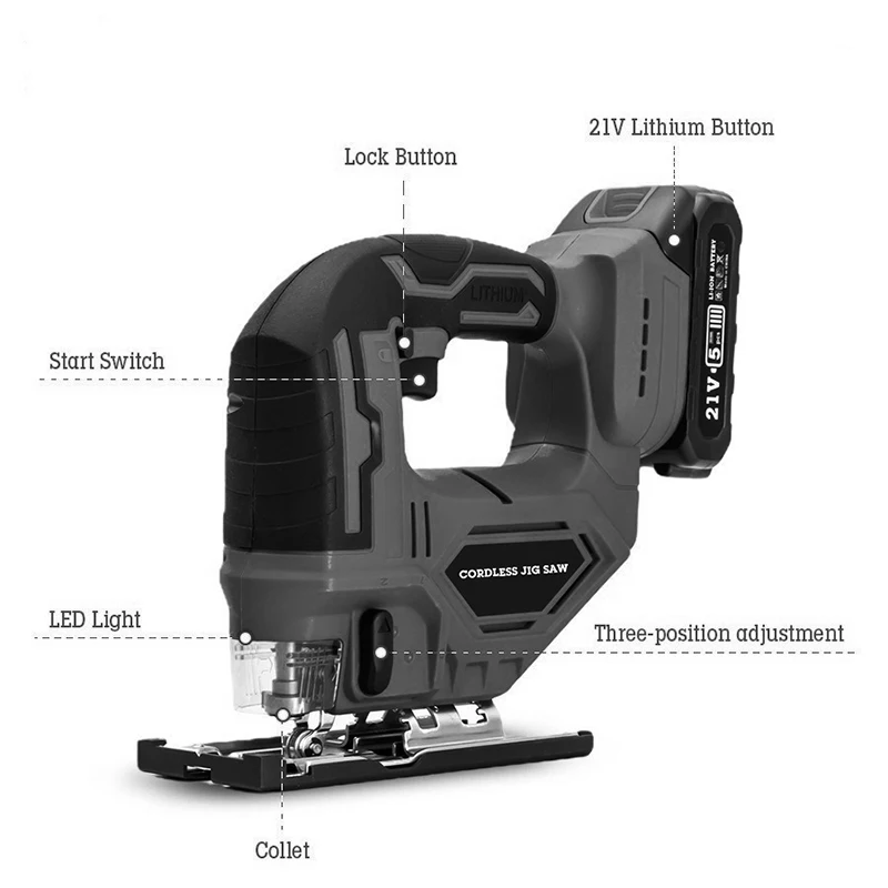 3000SPM Electric Curved Saw Cordless Jig Saw Portable Multifunction Carpenter Power Tool For Makita 21V Battery Pin