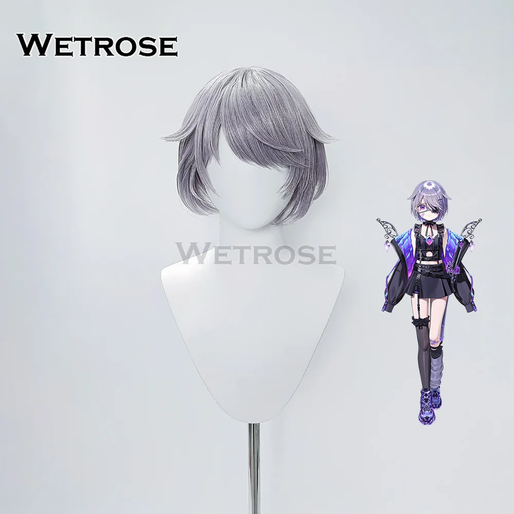 [Wetrose] متوفر في المخزون Hololive EN Vtuber Koseki Bijou شعر مستعار تأثيري الظلام هنتر Chunibyo الزي الجديد الجلد الشعر القصير عيد الميلاد عيد الهالوين