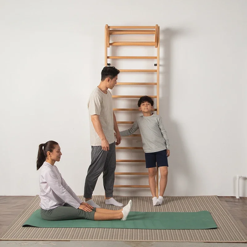 Children's ribbed wooden frame climbing wall climbing frame family use pull-up horizontal bar sensory training equipment