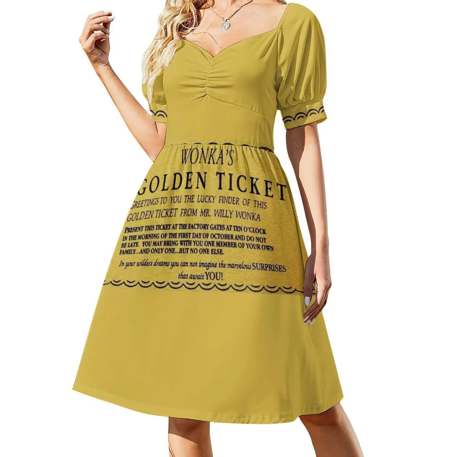 golden ticket Short-Sleeved Dress Women's summer skirt Party dresses women's summer jumpsuit