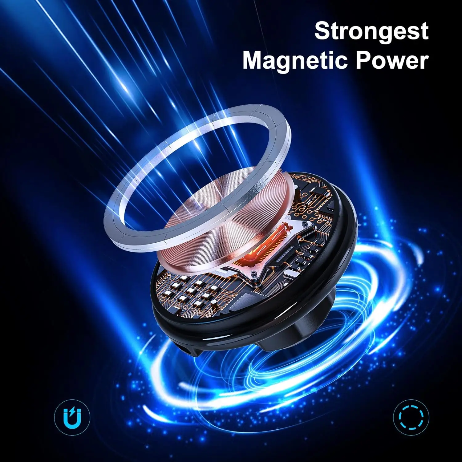 15W Magnetic Maxsafe Car Charging Cradle Heavy Duty Magnetic Cup Holder For Magsafe iPhone Samsung S23 Ultra Wireless Charger - náhled 2