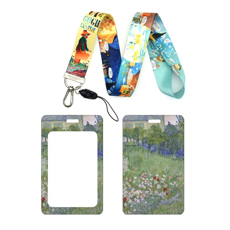 Wholesale Van Gogh Credential Holder Keychains Neck Lanyard For Pass Card Credit Card Holder Keychain Straps Phone ropes