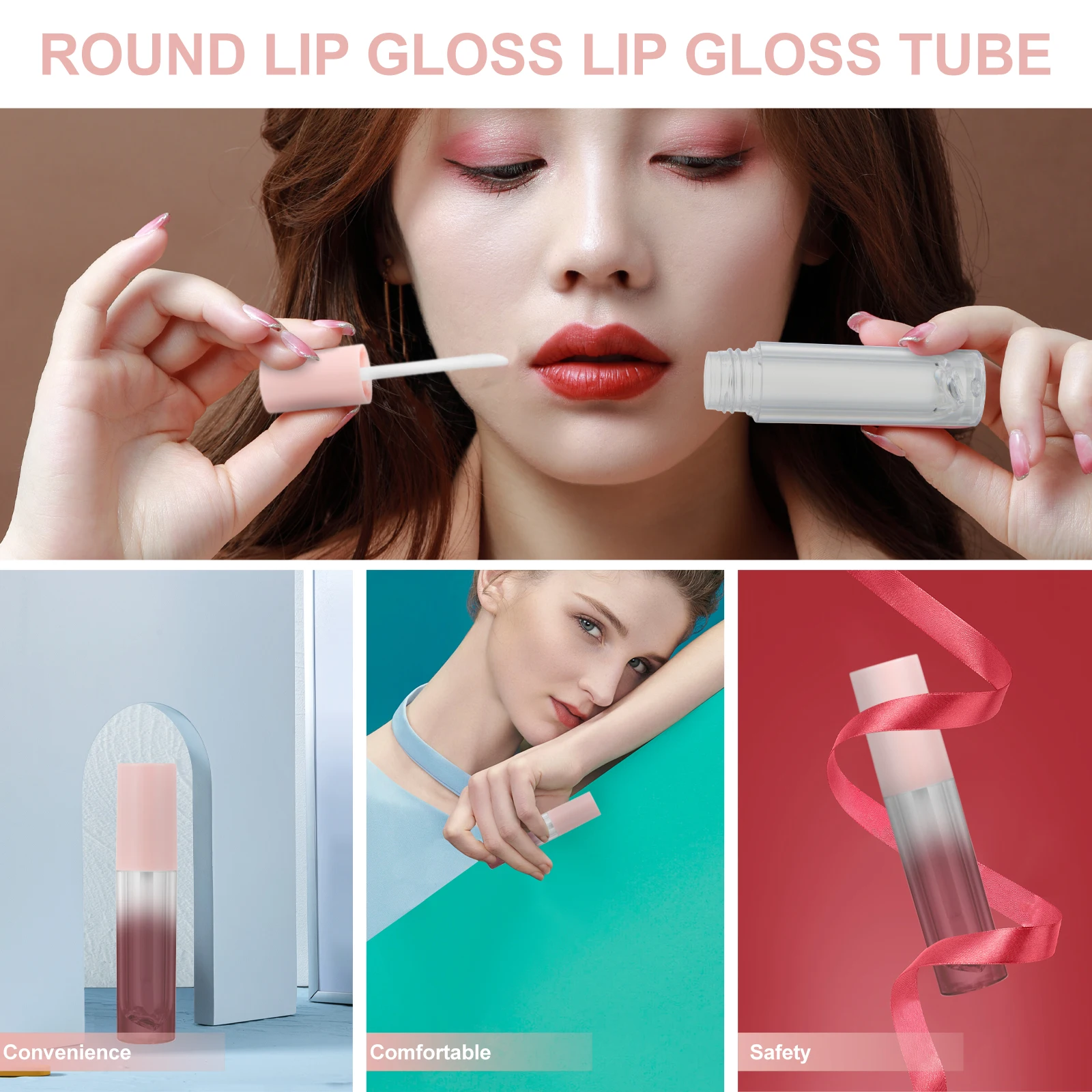 

10pcs Lip Gloss Tube Mini Bottle ABS Plastic Durable Travel Daily Use Refillable Container Vials Round Portable Lip Color