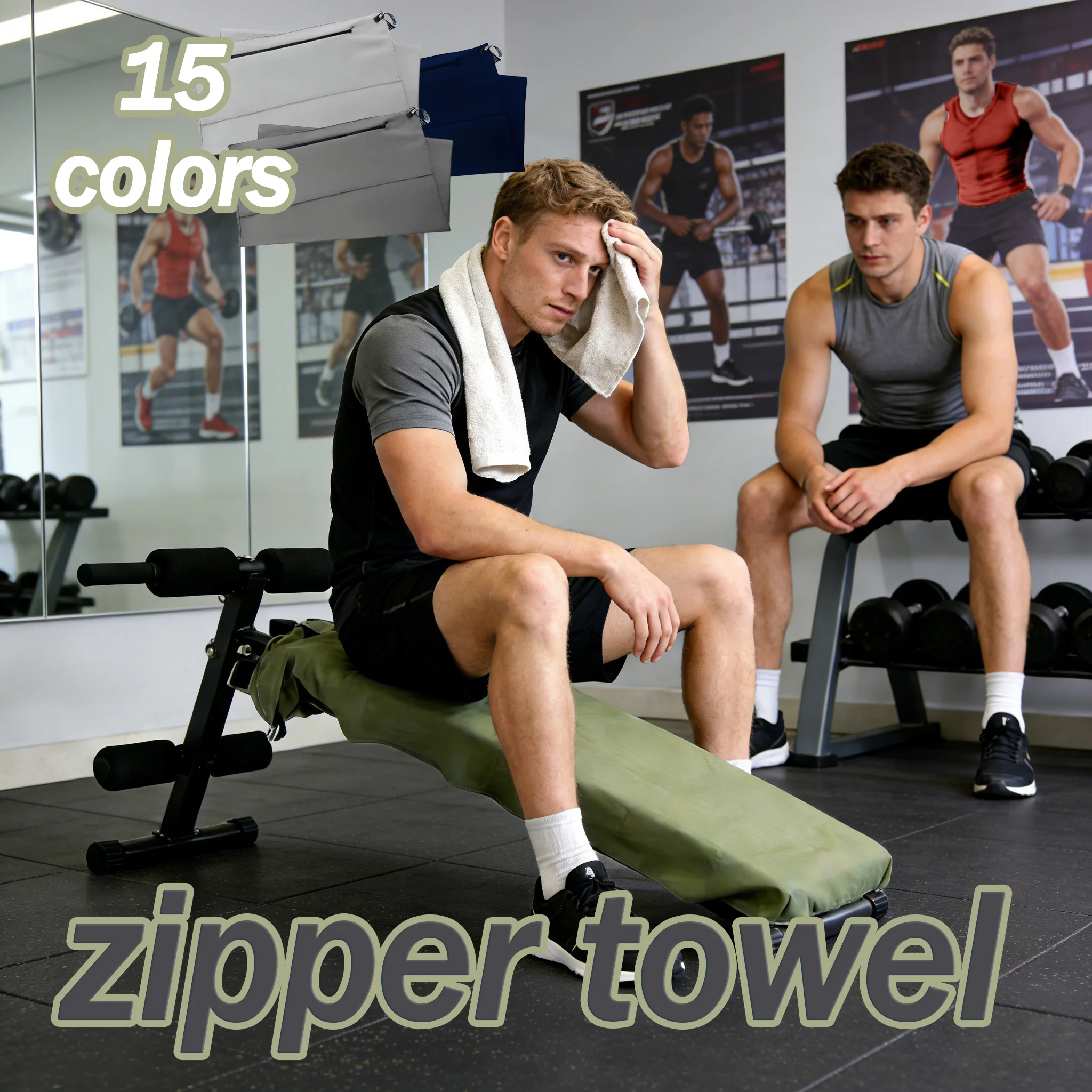 Fitness Sports Towel Zipper Towel Super Absorbent Quick Drying Can Hold Phone Power Bank Keys Gym Camping Outdoor Sports