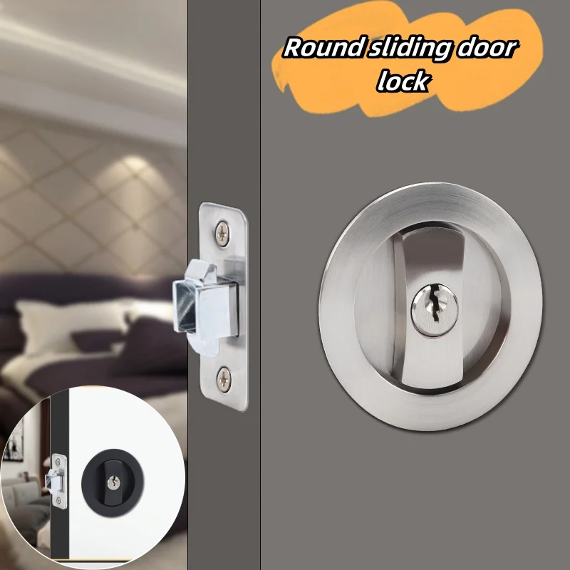 

Round Sliding Door Lock Hotel Bathroom Kitchen Balcony Sliding Door Flat Sliding Door Invisible Lock