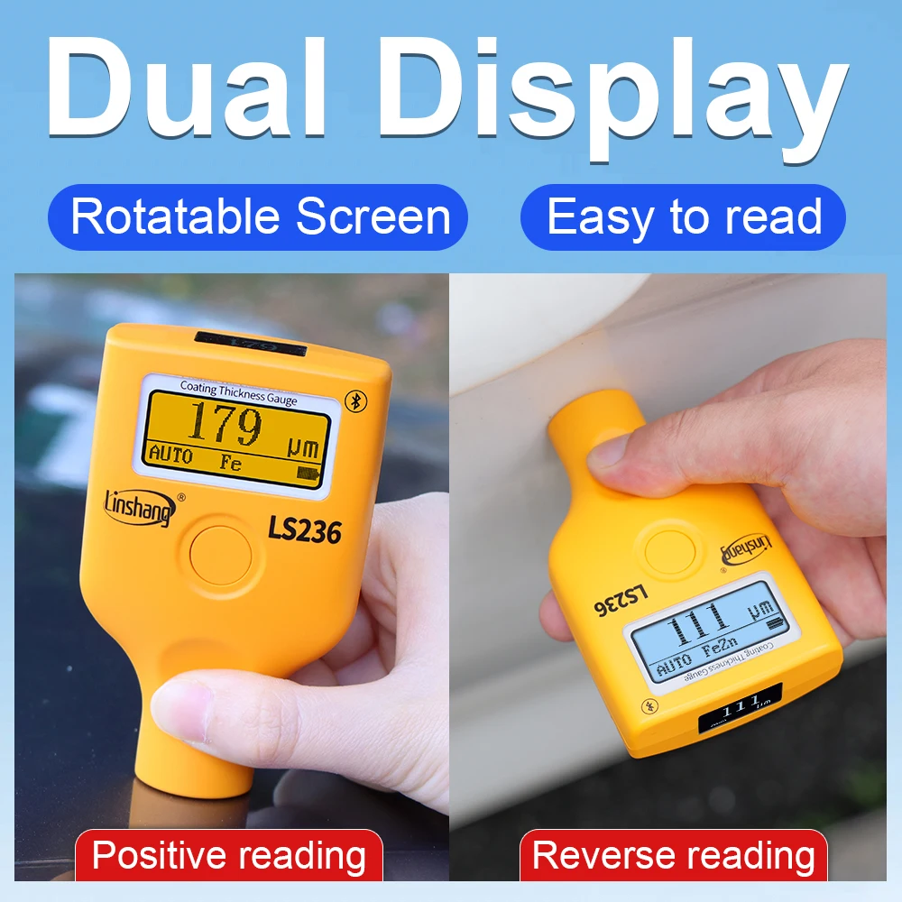 Factory Wholesale LS236 Car Paint Tester High Precision Dual Screen Coating Thickness Gauge for Paint