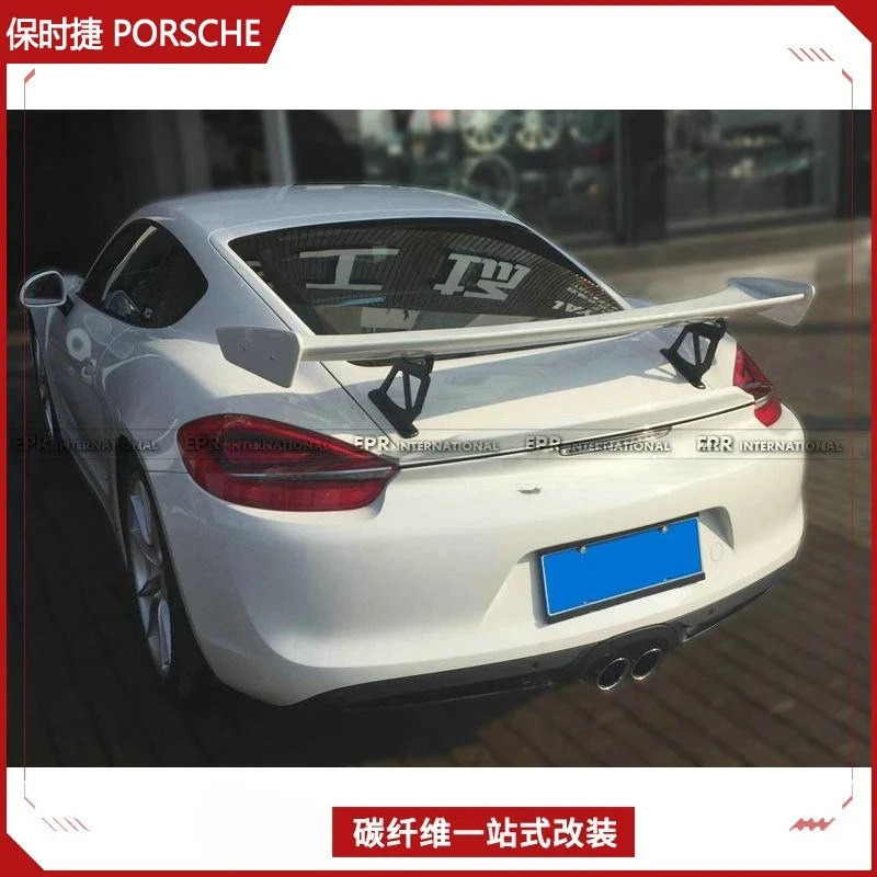 Applicable for Porsche 981 Cayman Modification Parts GT4 Style Carbon Fiber GT Large Rear Wing Addition