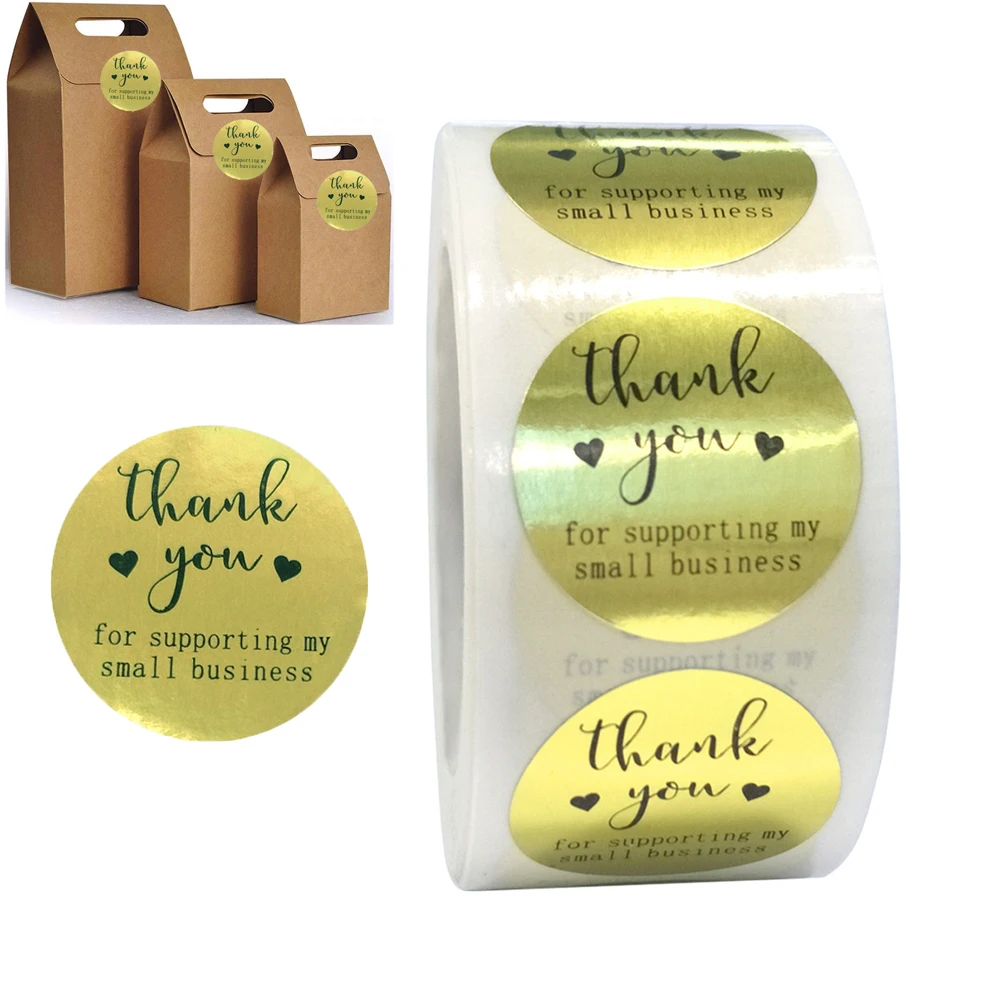 500pcs Gold Foil Paper Thank You Stickers Self-Adhesive Seal Labels Gift Sticker for Business Package, Shipping Mailers,Wraps