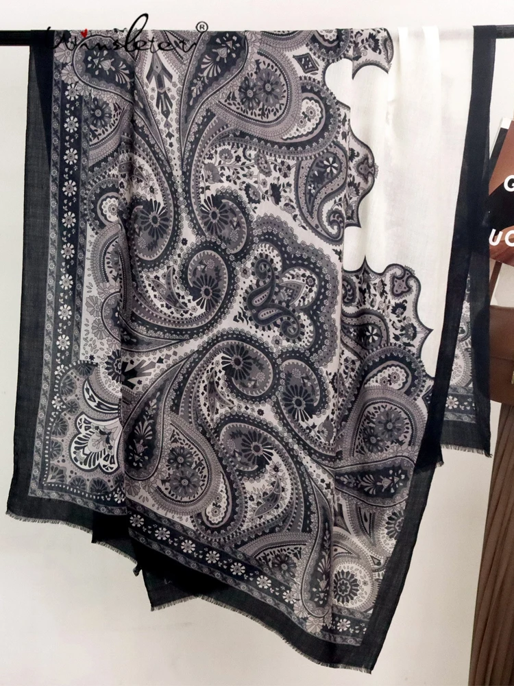 

Winsleter-Women 100%Wool Elegant Long Scarf, 200*100CM Paisley Print, Mom Gift Exotic Charm Shawl Scarves, 2025 Winter A5D121CC