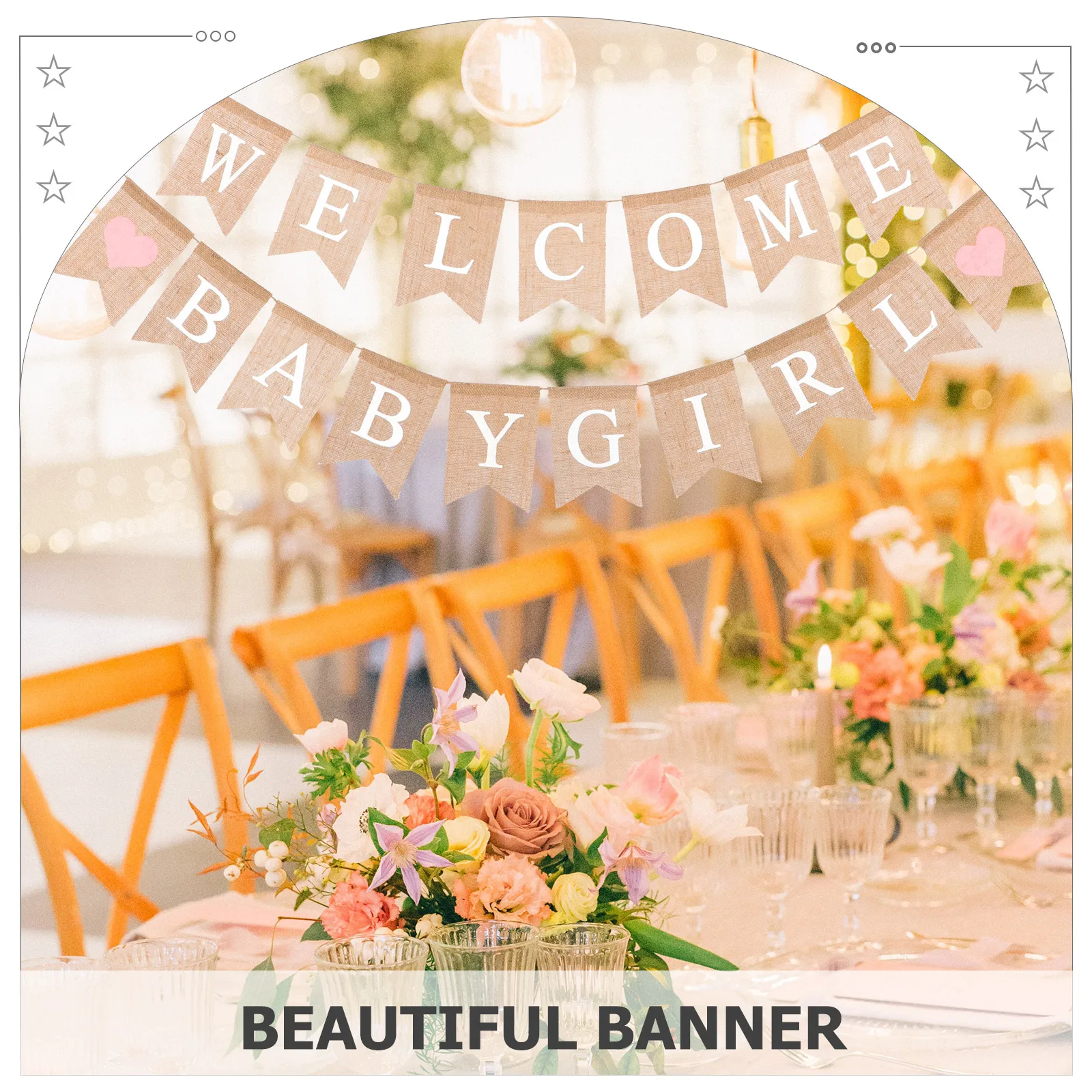 

Swallowtail Bunting Banner Linen Party Decoration Baby Birthday Garlands Reusable Heart Flags Event Photo Prop Outdoor Indoor