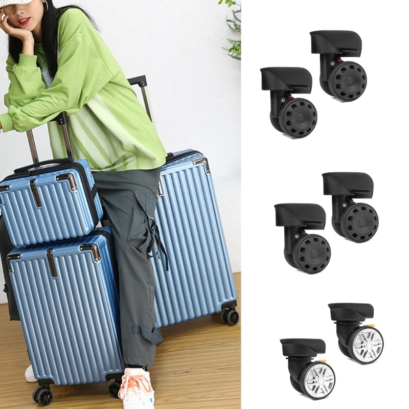 2Pcs Travel Suitcase Wheel Replacement Luggage Box Roller Bearing Hardware Repair Kit 60 Degree Swivel Caster Heavy Duty Wheel