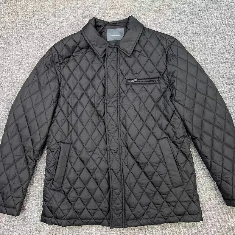Retro American Stitched Cotton Jacket Lightweight Quilted Diamond Pattern Collared Hunting Coat Warm Casual Long Sleeve Coat