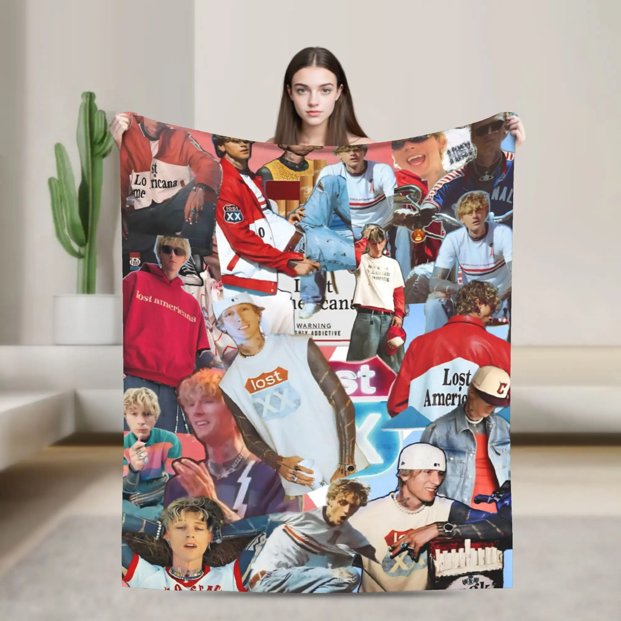 MGK Lost Americana Tour 2025-2026 Blanket Cozy Soft  Throw Blankets for Sofa 50x60 Inch Multi-size Quilt