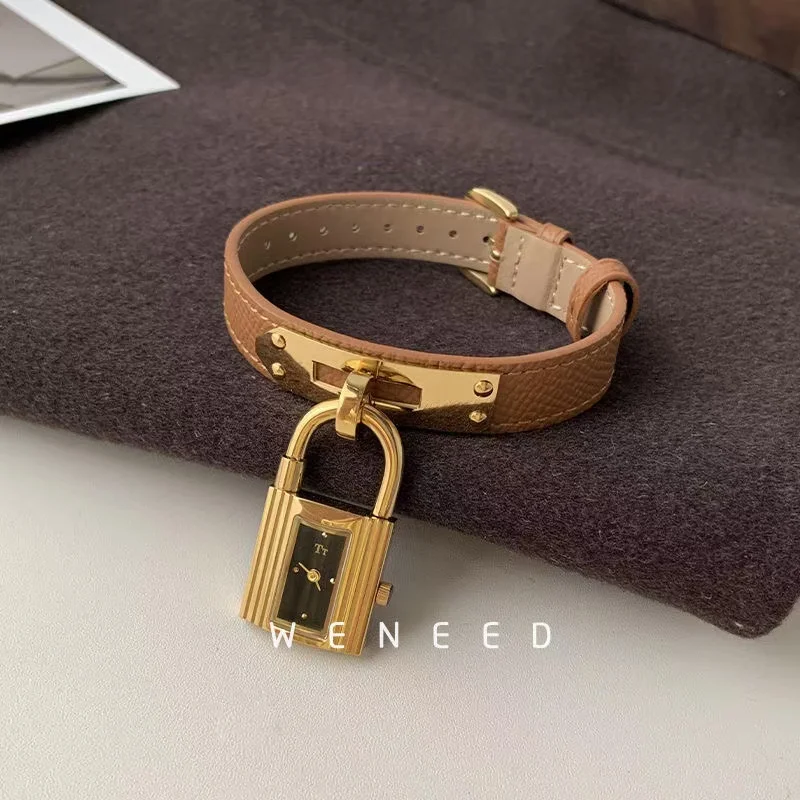 M Handmade Stainless Steel New Women's Watch Chain Watch Genuine Leather Vintage Quartz Watch Fashion Small Gold Watch