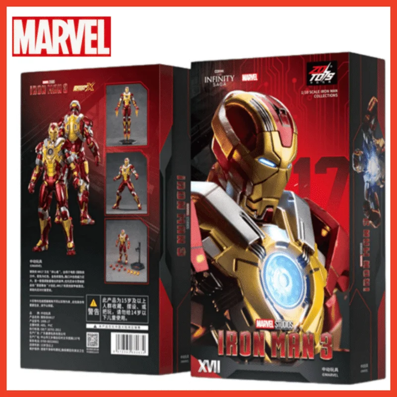 

Original Zd Toys 1:10 Marvel Figurine Avengers Iron Man Action Figure Mk5 Mk21 Mk17 Figurine Led Mk46 Legends Christmas Gift