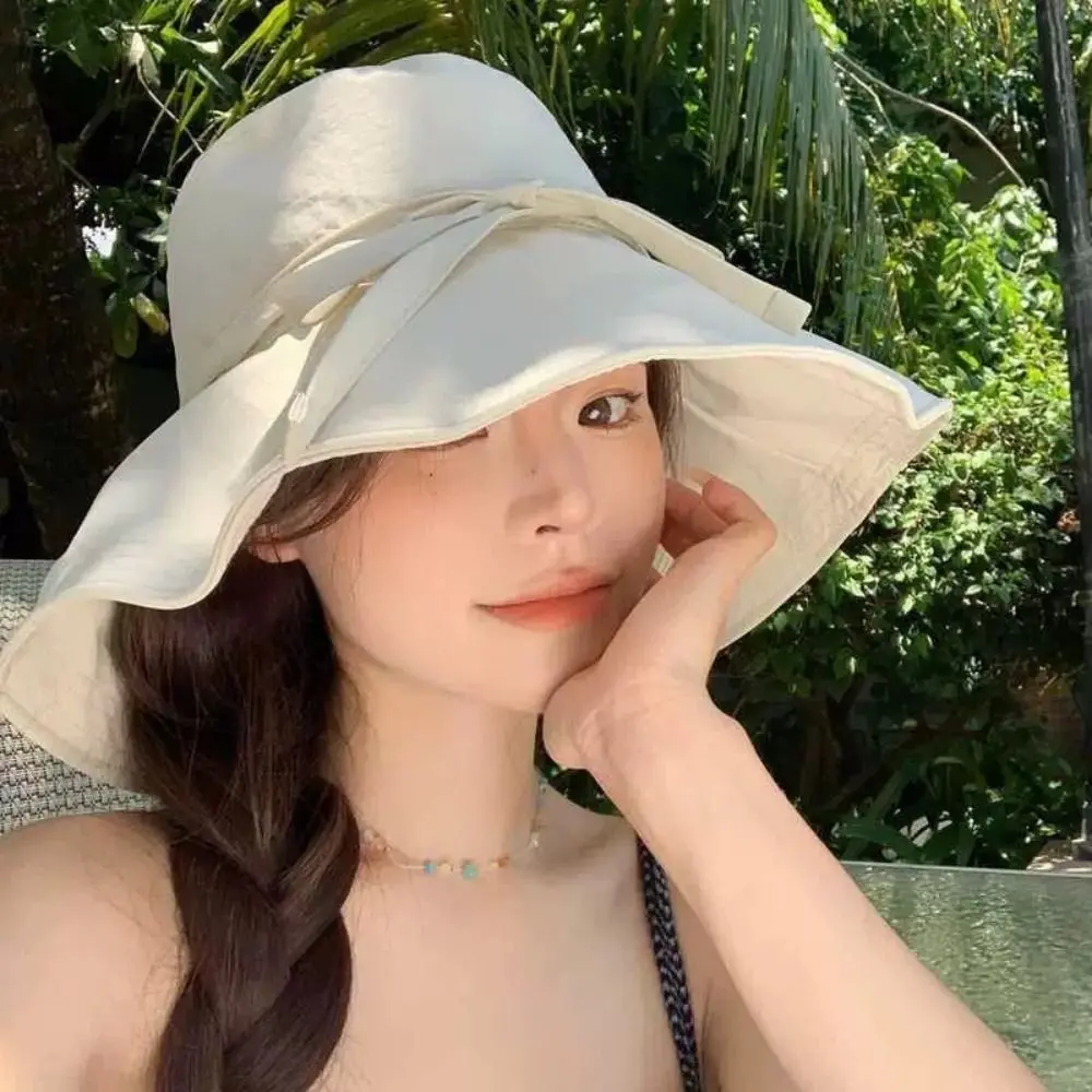 UV Protected Sunscreen Bucket Hat Wide Brim with Drawstring Fisherman Hat Quick-drying Sun Hat for Summer Outdoor Activities