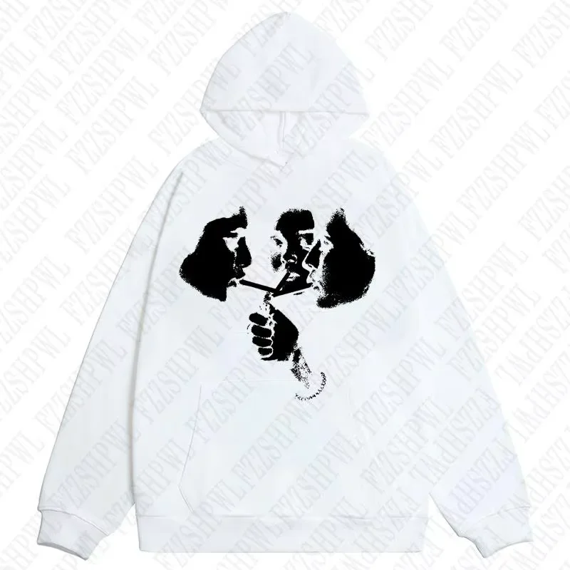 2025 hot trend 2000s men's fashion Harajuku Gothic pattern sports hoodie retro punk hip-hop casual streetwear