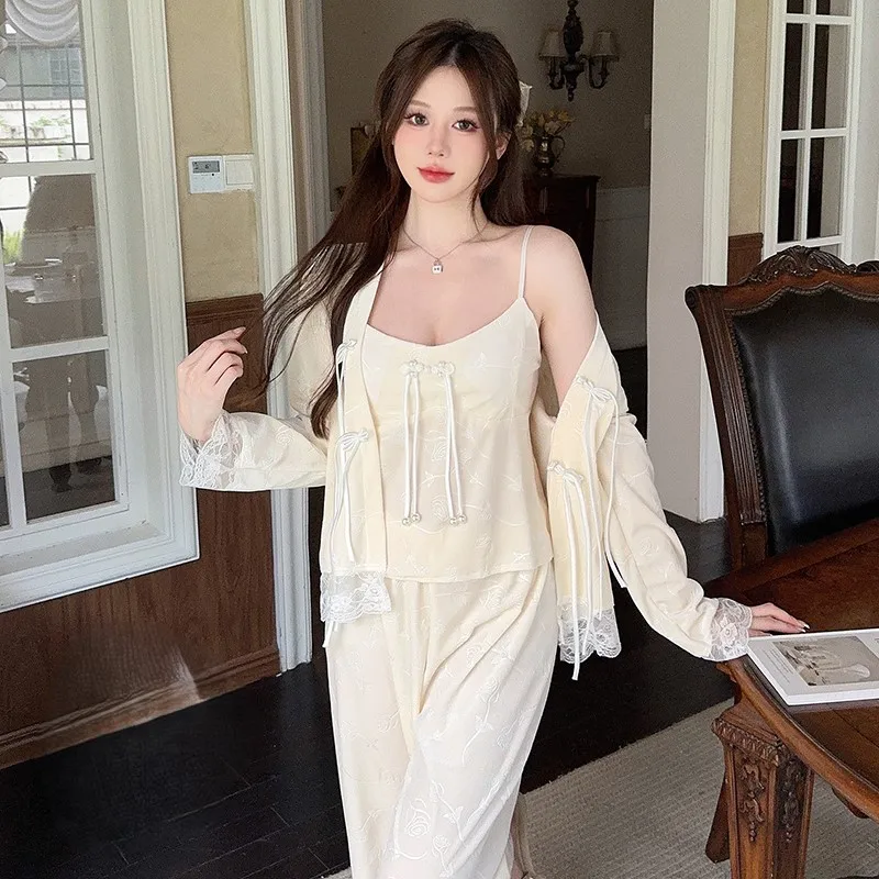 

Комплекты пижам женские хлопковые с подкладкой, классические, дышащие, натуральные, для дома, повседневные, традиционные, стеганые, весенние, подарок для жены