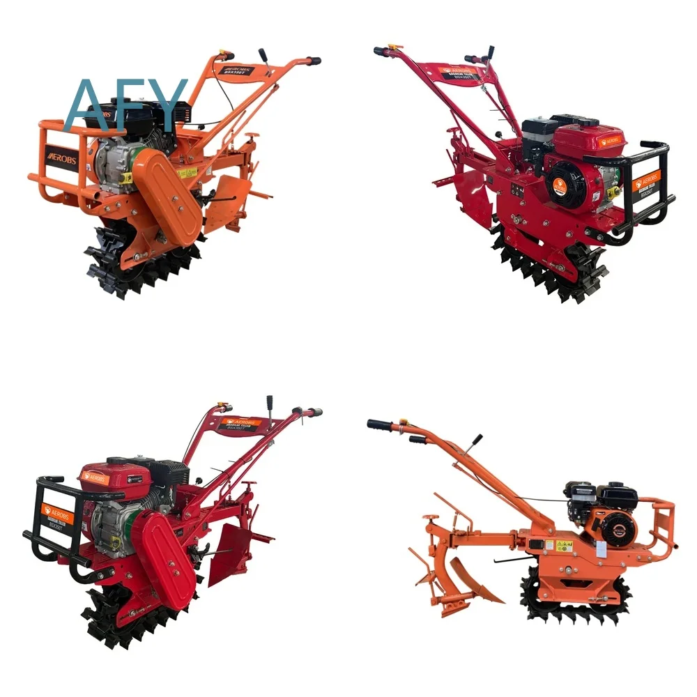 Power Weeder for 212cc 4.2kw Cultivator for Field Management Rotary Tiller with Crawler Track Chain Drive Agricultural