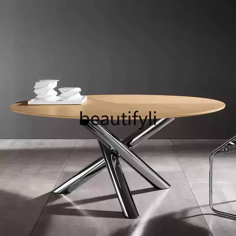 X Light Luxury Solid Wood Dining Table Marble Negotiation Round Dining Table Simple Balcony Small Apartment Home Use