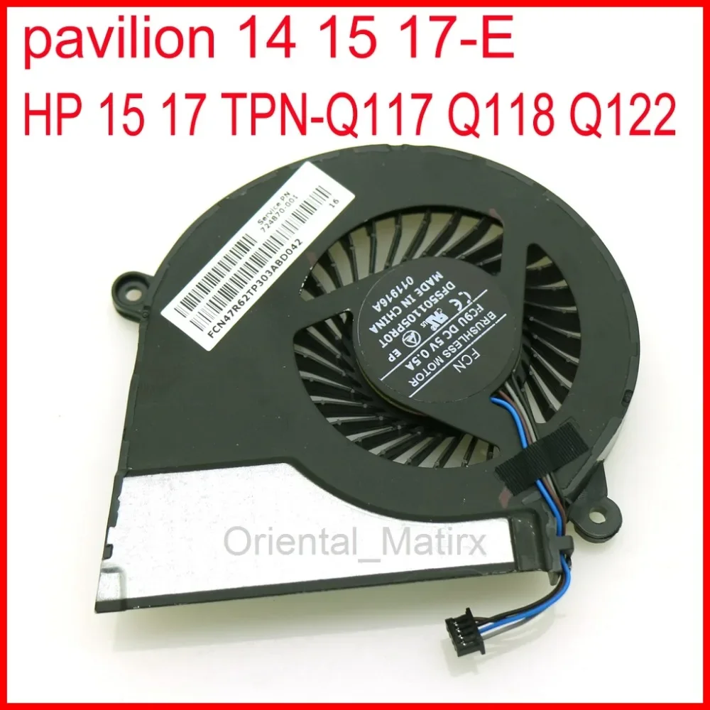 Brand NEW DC5V 0.5A 4Pin Cooling Fan For HP 15 17 TPN-Q117 Q118 Q122 pavilion 14 15 17-E CPU Cooler Fan