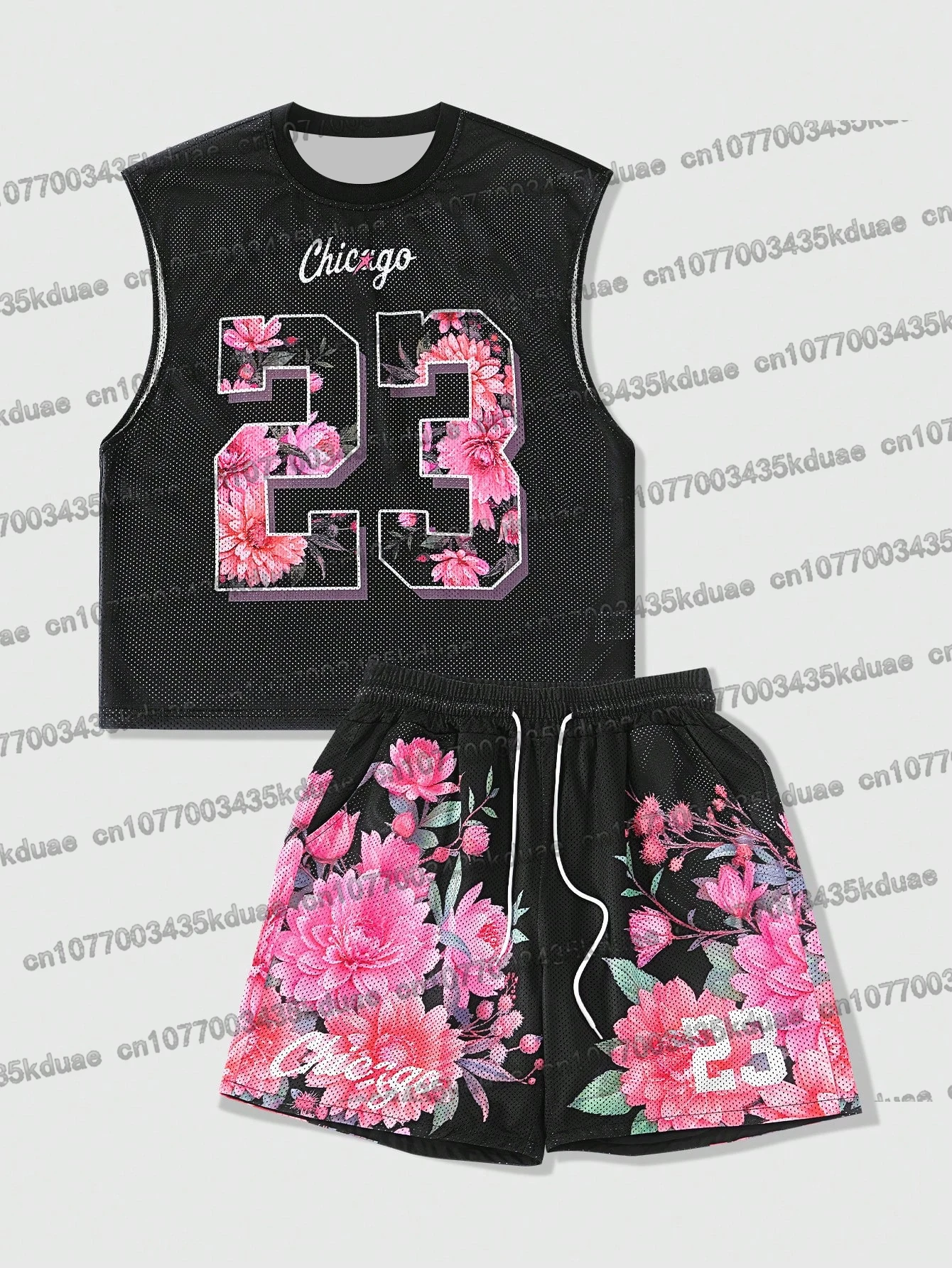 

MEN Street Life Men's Casual Floral Print Tank Top And Shorts Set Summer Casual 2pcs_Set Basketball Jersey Men Clothing Y2k Tee