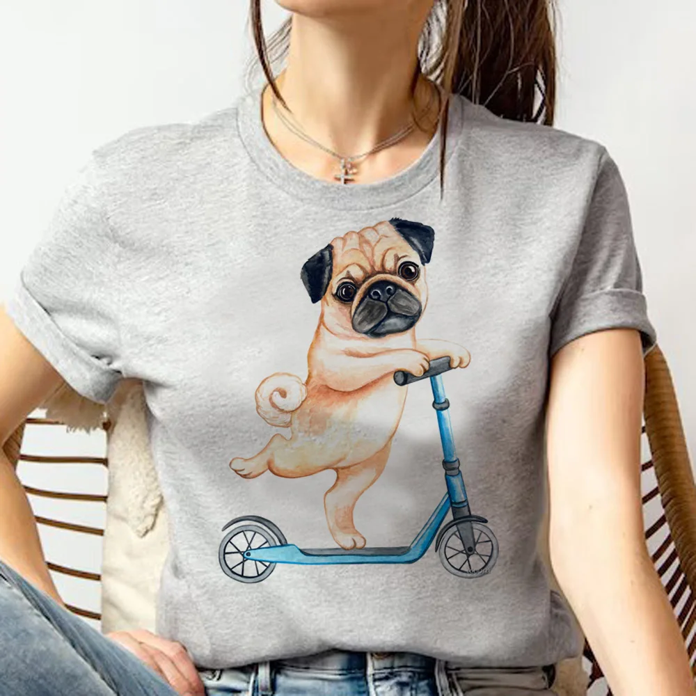 Pug tshirt women harajuku graphic streetwear t-shirts female anime Japanese clothing