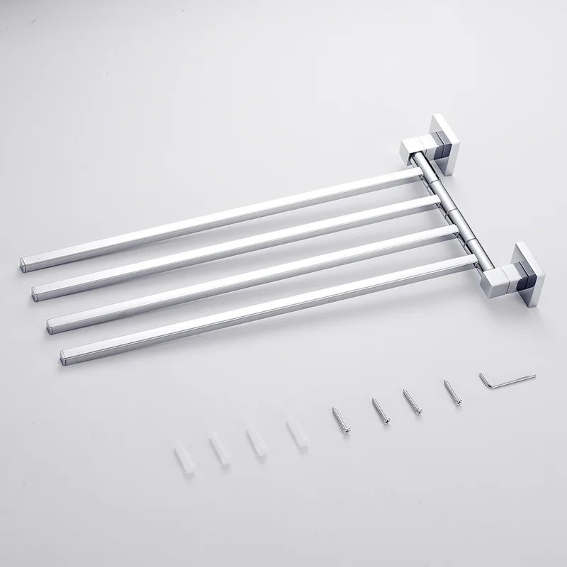 2/4 Swivel Towel Bars Hanger Stainless Steel Rotatable Bathrobe Towel Rack Holder Wall Mounted Bathroom Hardware