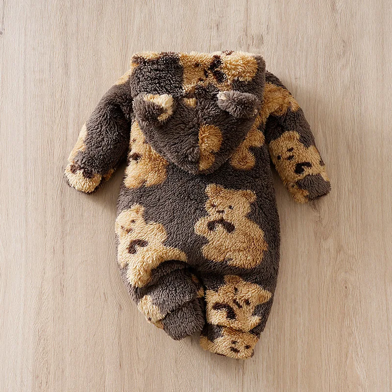 Newborn Baby boy Romper Coffee color bear print comfort long sleeve Baby Bodysuits 0-2 years old Bebe Boy Girl Clothes