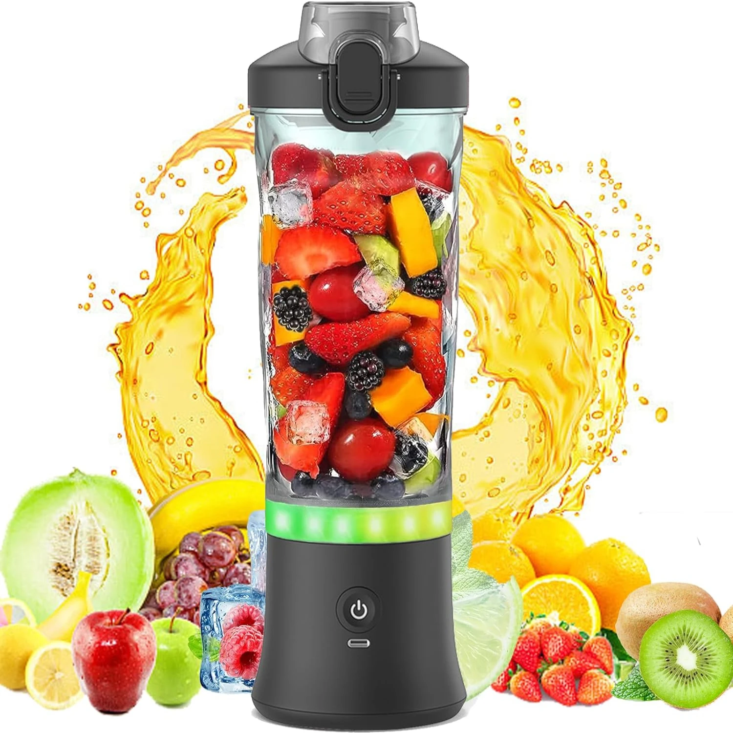 Waterproof USB Rechargeable Compact Personal Size Mini Handheld Blender Cup with Powerful 150W Motor and 6 Sharp Blades, Perfect