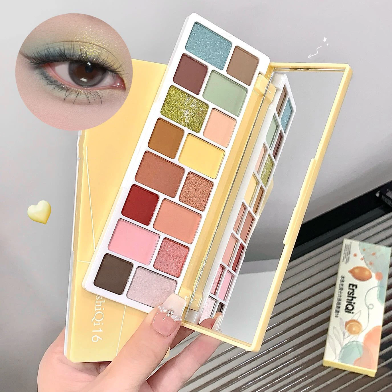 16 لون الليمون الأصفر ظلال العيون بيرليسسينت ماتي لون الأرض ظلال العيون مقاوم للماء كونتور العين مشرق عينيه طقم مكياج #2