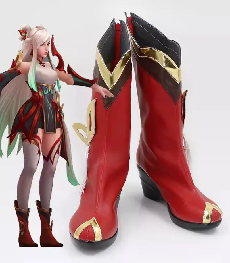 

LOL Irelia Cosplay Shoes Game League of Legends Cos Red Long Boots Blade Dancer Irelia Cosplay Costume Prop Shoes for Halloween