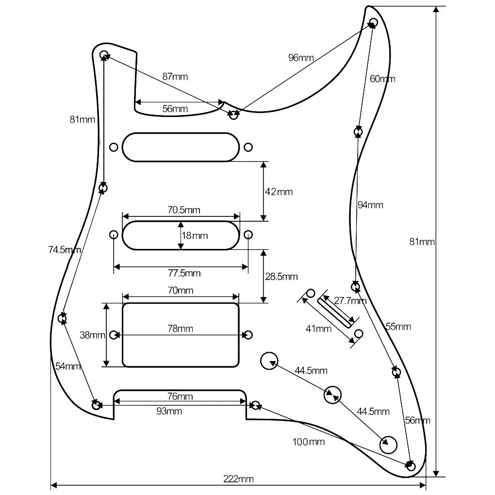 Electric guitar guard SSH Retro white panel tortoiseshell celluloid with screws