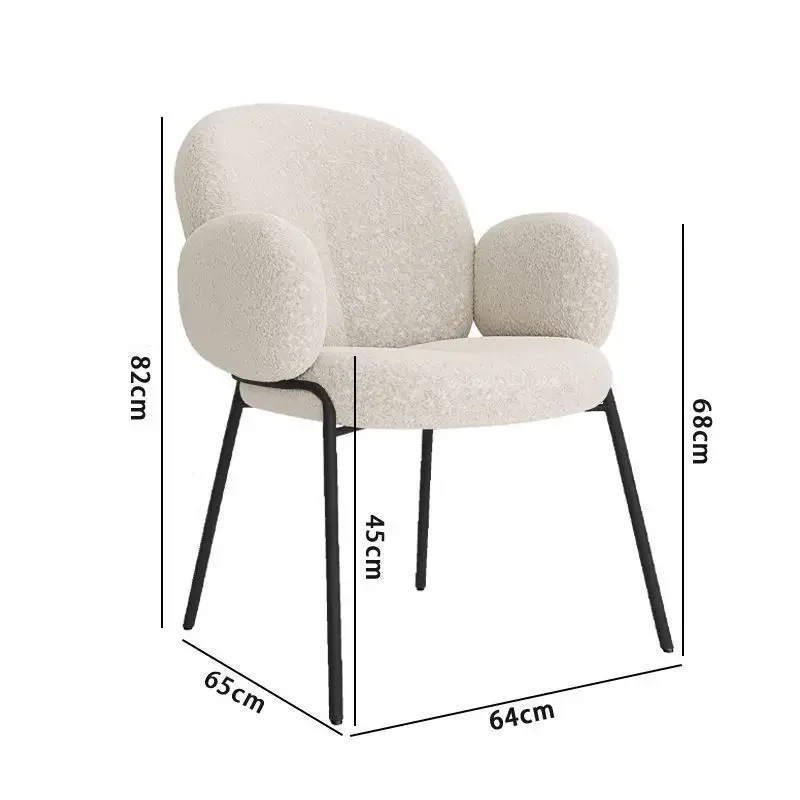 Nordic cordeiro velo luz luxo cadeira de jantar designer minimalista moderno maquiagem poltrona francês leite loja chá jantar poltrona