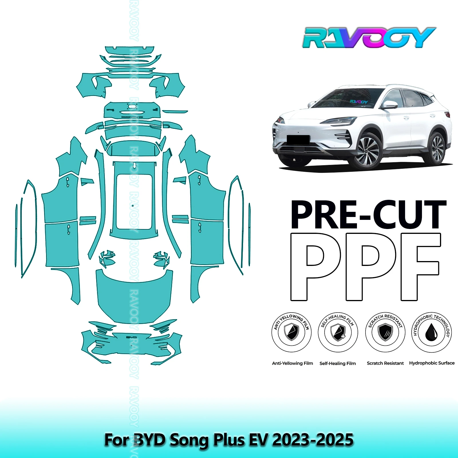 

Full Vehicle Clear Bra Precut PPF Paint Protection Film For BYD Song Plus EV 2023-2025