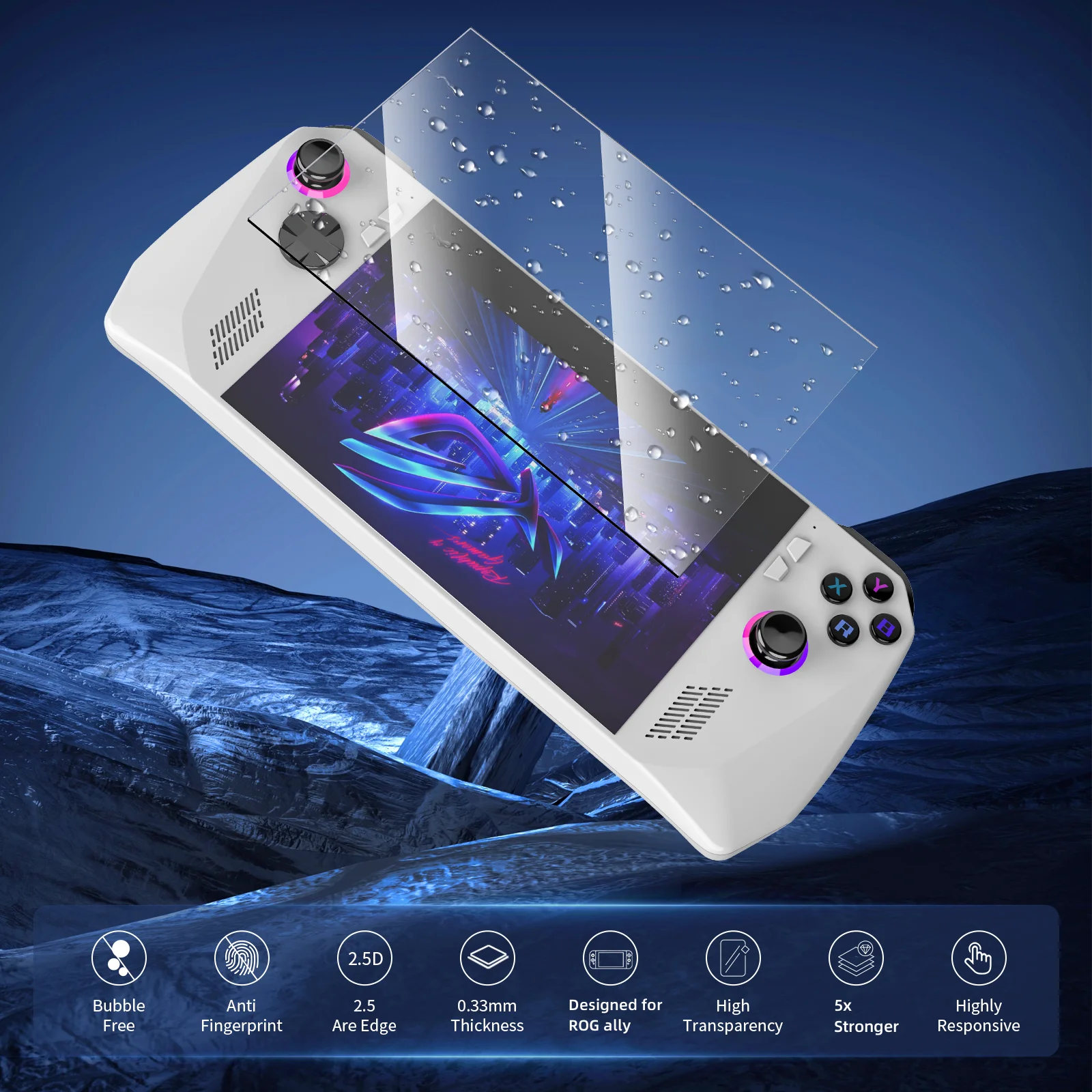 for ROG Ally Tempered Film HD Anti-Explosion Anti-Blue Light Full Screen Protective Film for ROG Ally Film Tool Accessories