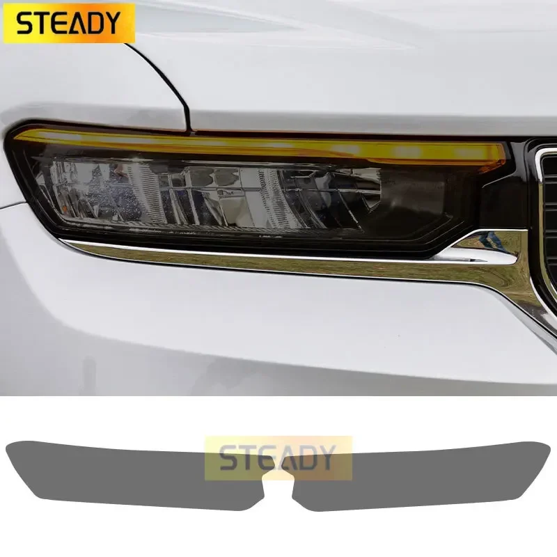 2 Pcs Car Headlight Protective Film Front Light Transparent Smoked Black TPU Sticker For Jeep Grand Cherokee WL 2021 2022 2023